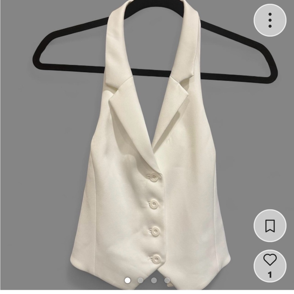 Alice and Olivia button up halter vest with collar!! Off white. Size 2!